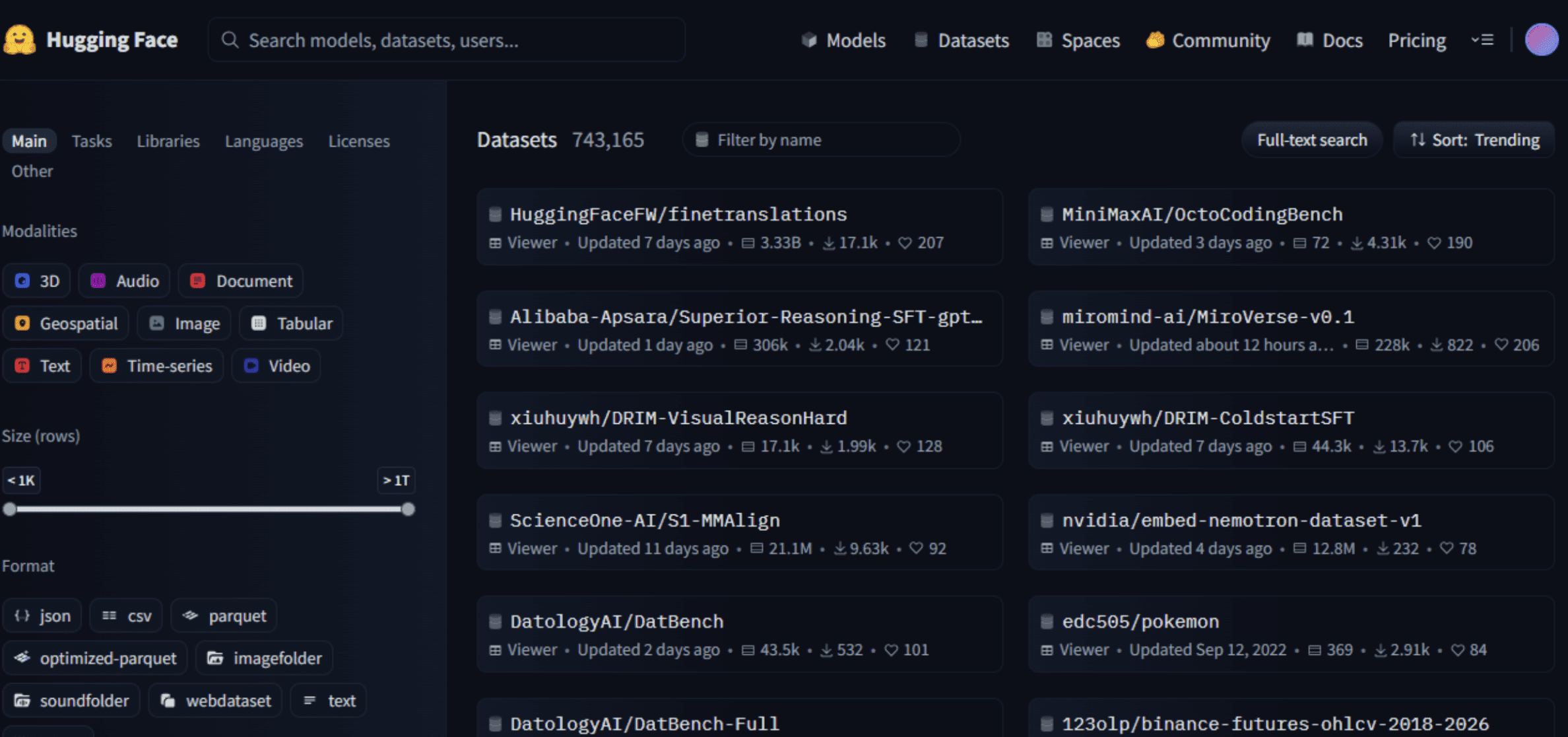 Hugging Datasets Library