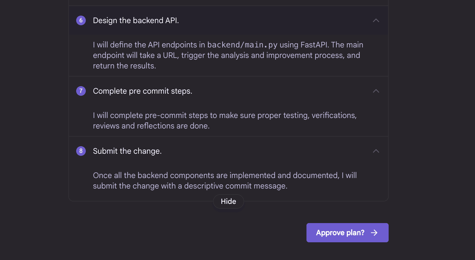 Jules plan review interface
