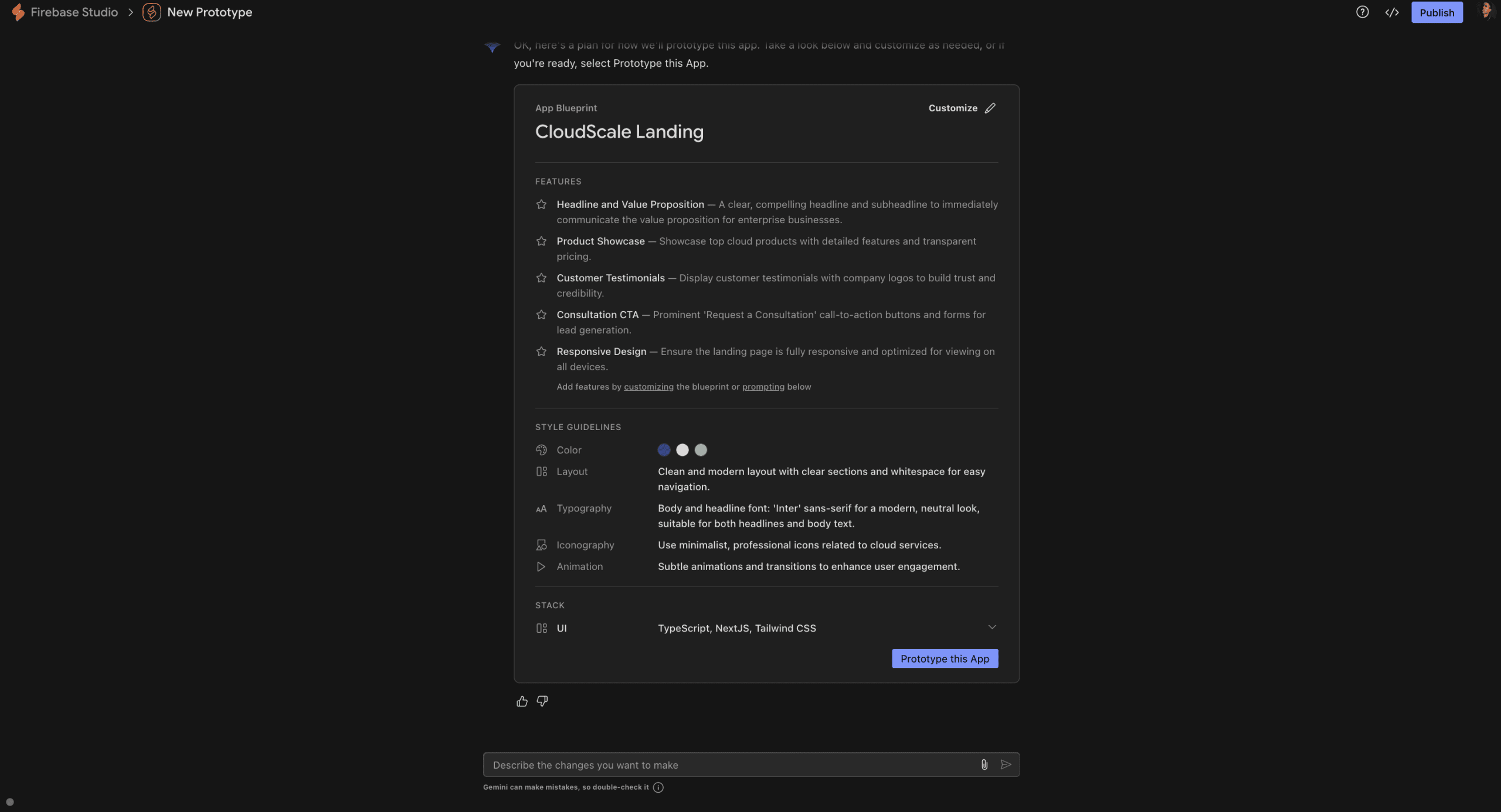 Firebase Studio prototype