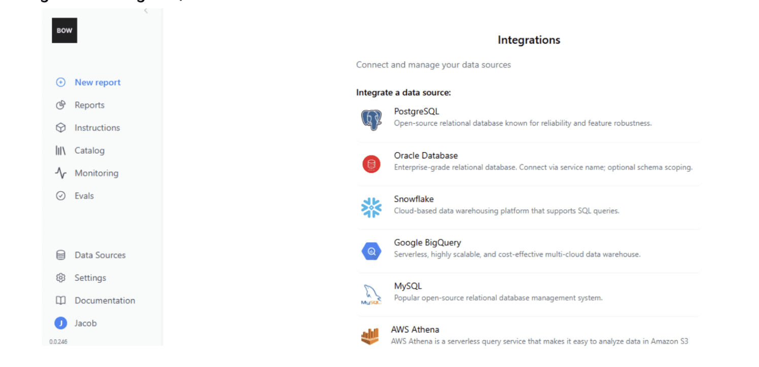 Database Selection Screen